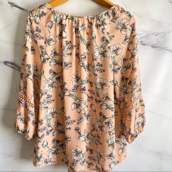 Copper Key Shabby Chic Aesthetic Flowy Hi Low Floral Top Size Large - Picture 6 of 8